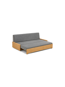 Minimalist Solid Wood Frame Sofa <b>Bed</b> with Fabric Cushions Convertible Design for Living Room 2 Seater - Product Image 3