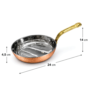 Hammered Copper Fry <b>Pan</b> with Long Handle | Stainless Steel Interior Frying <b>Pan</b> 24cm - Product Image 4