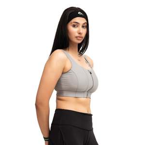 สำหรับบราสีเทาแบบกลับด้านได้ ประดับด้วยลูกปัด พิมพ์ลายตาข่าย รองรับทรงสูง สำหรับโยคะ - Product Image 2