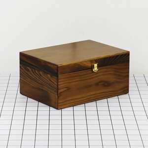 Solid Wood Jewelry Box Gold Latch Closure Rectangular Keepsake <b>Storage</b> <b>Chest</b> Plain Dark Wood Organizer Container Gift Case - Product Image 1
