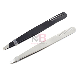 Pince à épiler légère, anti-statique, à pointe inclinée, en acier inoxydable, de luxe moderne, écologique, avec logo personnalisé et marque privée - Product Image 1