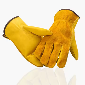 Premium Heavy-Duty Cowhide Split & Grain Leather <b>Driver</b> Work <b>Gloves</b> Anti-Slip Breathable Flexible Adjustable Wristlet Soft - Product Image 2