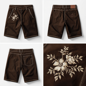 Pantalones Cortos de Gamuza Bordados Premium para Hombre, Transpirables y de Secado Rápido, Cintura Elástica, Estilo Urbano, Ecológicos, Color Marrón Oscuro - Product Image 4