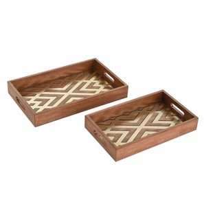 Premium Acacia Wood Serving <b>Tray</b> with Handles <b>Large</b> Rectangular Wooden Platters for Coffee Table Food Ottoman Dinner Drinks - Product Image 6