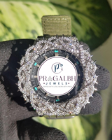Pragalbh Jewels Maßgefertigte Diamant-Lünette Uhr Vollständig mit Diamanten Besetzt Luxuriöse Hip-Hop Armbanduhr aus Edelstahl & Gummi für Herren