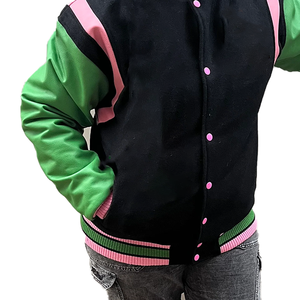 เสื้อแจ็คเก็ตวาร์ซิตี้พรีเมียม แต่งริบบิ้นขนสัตว์ ปักลาย ตัวอักษร สำหรับผู้หญิง ทรงบอมเบอร์ ป้องกันลม พร้อมระบบทำความร้อน งานปักแบบวินเทจ  บริการ OEM - Product Image 5