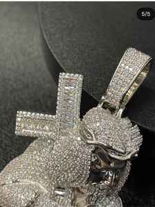 Religious Jesus Piece Pendant Round Cut Moissanite Diamond Unisex 925 Sterling <b>Silver</b> Fine Jewelry Pendant <b>Charm</b> Gift - Product Image 5