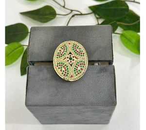 Stylish Trendy Premium Quality Gold Plated <b>Brass</b> Moissanite Adjustable Kundan <b>Ring</b> for Women's Wedding & Party Wear Collection - Product Image 2