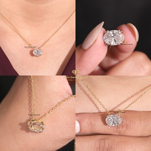Colgante Clásico de Corte Ovalado para Mujer, Oro Sólido de 14K, Diamante Cultivado en Laboratorio CVD de 3.00 Quilates, Color F, Claridad VVS2, Certificado IGI - Product Image 5