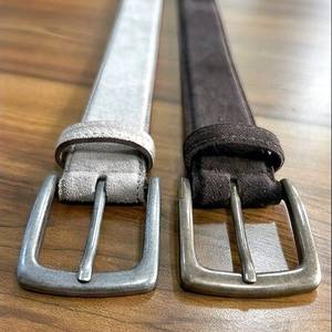 Ceinture en cuir de vachette réversible, couleur unie, boucle à ardillon rectangulaire argentée, style décontracté, ceinture pour homme durable - Product Image 4