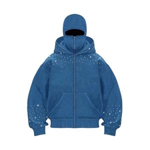 100 Percent Cotton Mask <b>Balaclava</b> Hoodie <b>Men</b> Heavyweight Drop Shoulder Boxy Fit Double Hood Custom Streetwear Sweatshirt - Product Image 1
