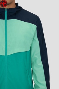 Conjunto Deportivo para Hombre con Bloques de Color, Chaqueta con Capucha y Pantalones Cortos, Ligero, de Secado Rápido, Dos Piezas, Cortavientos - Product Image 3