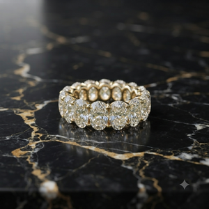 Luxury 10K Solid Gold Full Eternity Minimalist Wedding <b>Rings</b> Sparkle Oval Cut Moissanite <b>Diamond</b> Designer Engagement Party Band - Product Image 4