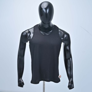 Débardeur tricoté sans manches pour homme, col rond, couleur unie noir, pour le sport, la gym et les entraînements, prix de gros abordable - Product Image 1