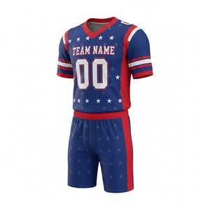 Ensemble de maillot et short de football américain personnalisé sublimé avec position du logo sur le devant, 100% polyester, antibactérien, séchage rapide - Product Image 6