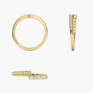 Anillo Cruzado de Diamantes Baguette y Redondos de 14k, Estilo Vintage de Lujo, Moissanita, Plata de Ley 925, Anillo de Moissanita Chapado en Oro de 14k - Product Image 4