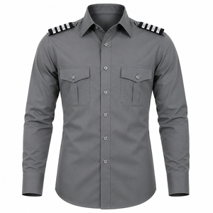 Camisa de Uniforme de Seguridad Gris para Hombre, Estilo Polo, Manga Larga, Cuello Camisero, Sólida, Transpirable, Poliéster/Algodón, Fusión sin Costuras - Product Image 1