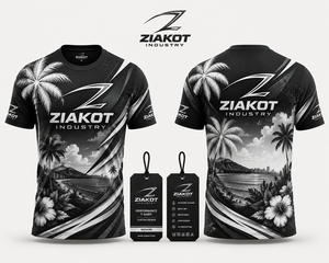 Camiseta ZIAKOT de Diseño Innovador para Hombre, Personalizada, Blanca y Negra, con Patrón 3D Abstracto de Pinceladas - Product Image 5