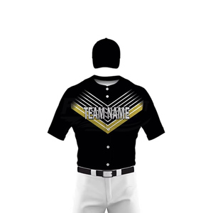 Men's Custom <b>Baseball</b> Jersey <b>Set</b> Black Gold Team Name Sublimated Short Sleeve Moisture Wicking Uniforms for Adults - Product Image 4