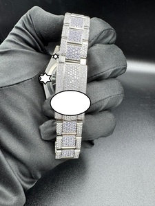 Montre mécanique unisexe en acier inoxydable 41 mm avec diamant Moissanite VVS1, mouvement automatique japonais, verre analogique, bracelet 22 mm, style Hip Hop - Product Image 3