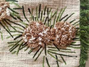 Embroidered Pinecone <b>Cushion</b> <b>Cover</b> Rectangle Cute Cartoon Eco-Friendly Handmade Customizable Cotton Blend Home Decor Green - Product Image 5