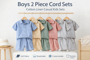 Conjunto de 2 Piezas para Niños, Conjunto Casual de Verano de Algodón y Lino para Niños - Product Image 2
