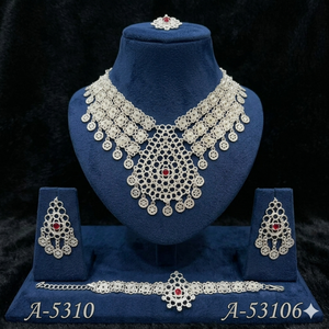 คุณภาพสูง MOLL JEWELLERS ชุดสร้อยคอสร้อยข้อมือเจ้าสาวประดับเพชรเซอร์คอนหินชุบทอง 24K ความยาว 18 นิ้วอินเทรนด์ A-53103 - Product Image 4