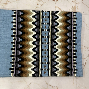 Manta de montar western de lana azul hecha a mano con contorno para equitación - Product Image 3