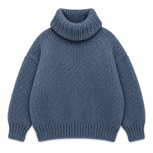 Pull col roulé surdimensionné en tricot épais pour femme, 100 % coton, respirant, anti-plis, anti-rétrécissement, hiver, devant ouvert - Product Image 3