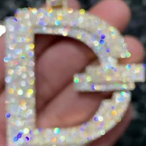 Colgante de Lujo con Letra D y Moissanita, Microincrustaciones, Joyería Hiphop, Uso Diario, Regalo para Hombre - Product Image 2