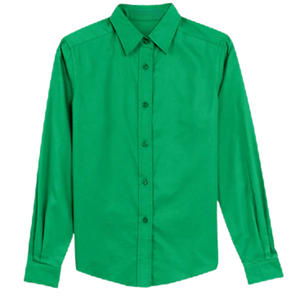   Chemise à manches longues pour femmes, facile d'entretien, couleur verte, boutonnée devant, chemisier décontracté pour le travail, mélange de coton, tenue de bureau formelle, mode féminine - Product Image 1