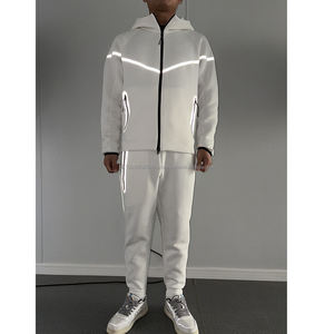 Ensemble de survêtement pour homme en molleton technique, logo personnalisé, mode d'usine, automne-hiver, marque de mode, 2 pièces, sweat-shirt décontracté en coton épais réfléchissant - Product Image 2