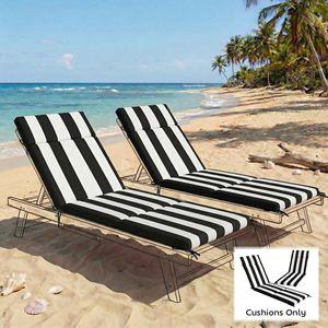 Set di 2 cuscini per chaise longue da patio e bordo piscina in schiuma ad alta densità bianco e nero con 6 lacci - Product Image 2