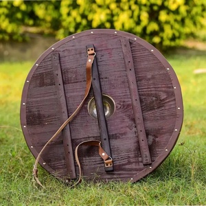 Bouclier Viking en Bois Brun Sculpté avec Motif Celtique et Centre Métallique, Qualité DIY, Personnalisable, Décoration Extérieure - Product Image 4