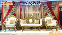 Ensemble de canapés modernes en bois traité pour la décoration de mariage royal britannique des jeunes mariés – Couleur et taille personnalisables, durable, vente en gros