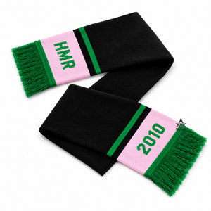 Bufanda de punto con logotipo personalizado, ropa griega, herencia masónica, bordado, combinación de colores negro y rosa, para hermandades y fraternidades. - Product Image 2