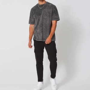Camiseta de Manga Corta para Hombre, Estilo Lavado Ácido, 100% Algodón, Cuello Redondo, Estilo Urbano, Diseño Desgastado, Tallas Grandes - Product Image 2