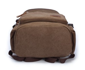 Vintage <b>Canvas</b> Unisex Laptop Day Pack with Hasps Closure Soft Handle PU Lining 20-37L Capacity Student Casual Sports <b>Backpack</b> - Product Image 3