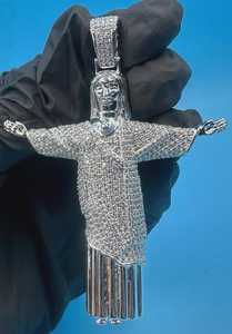 Christ The Redeemer Iced Out Moissanite 925 Silver Pendant Religious <b>Charm</b> Unisex <b>Cross</b> Shape Themed Jewelry - Product Image 6