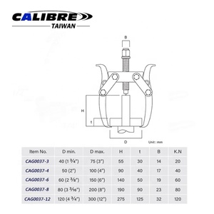 TAIWAN CALIBRE 2-Jaw Adjustable Gear <b>Puller</b> Removal <b>Tool</b> with Reversible Design - Product Image 2