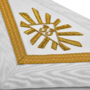Delantal Masónico Bordado Personalizado con Borde Rojo, Centro Blanco, Símbolo de Estrella de David y Cruz, Forma Cuadrada, Insignia Cosida, Tela para Regalia - Product Image 3