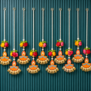 Guirnalda Colgante de Perlas Diya, Decoración Floral para Puerta, Decoración Festiva para Pared, para Diwali, Bodas, Hogar, Mandir, Diseño Hecho a Mano - Product Image 1