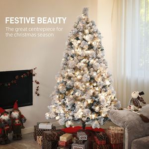 Árbol de Navidad Artificial Preiluminado de 6.5 pies con 350 Luces Transparentes, 1107 Puntas, Base de Metal - para Decoraciones Navideñas en el Hogar o la Oficina - Product Image 4