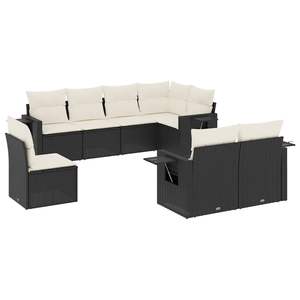 Ensemble de canapés de jardin modulaires spacieux en rotin PE noir avec coussins en mousse haute densité, mobilier d'extérieur - Product Image 4