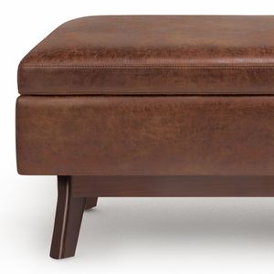 Owen <b>Small</b> Distressed Saddle Brown Rectangular Storage Ottoman <b>Stools</b> & Ottomans - Product Image 4