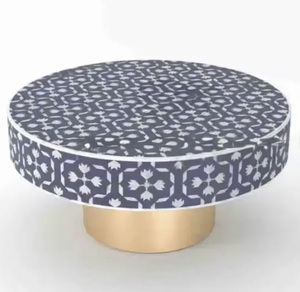 Mesa con Incrustaciones de Hueso de ILAHI, Diseño Moderno con Detalles de Ágata, Almacenamiento Portátil, Muebles para el Hogar - Product Image 1