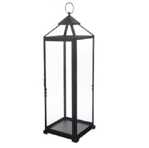 Modern <b>Black</b> Square Glass <b>Lantern</b> With Candle Holder For Home Decoration - Product Image 3