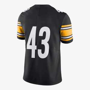 Camiseta de Fútbol Americano Negra para Hombre, Número 43, Cuello en V, Manga Corta, Impresión Sublimada, Poliéster que Absorbe la Humedad, Servicio OEM - Product Image 2