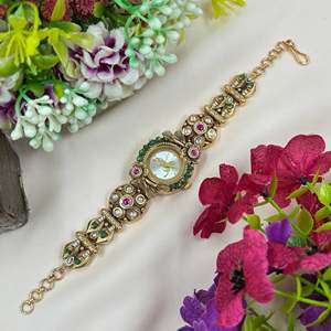 Indian Ethnic Brass Artificial Jewellery-Drishti Heritage Adjustable Watch - Product Image 4