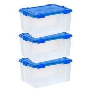 Boîtes de rangement en plastique, lot de 3, 62 Qt, hermétiques, transparentes, avec couvercles scellés - Product Image 1